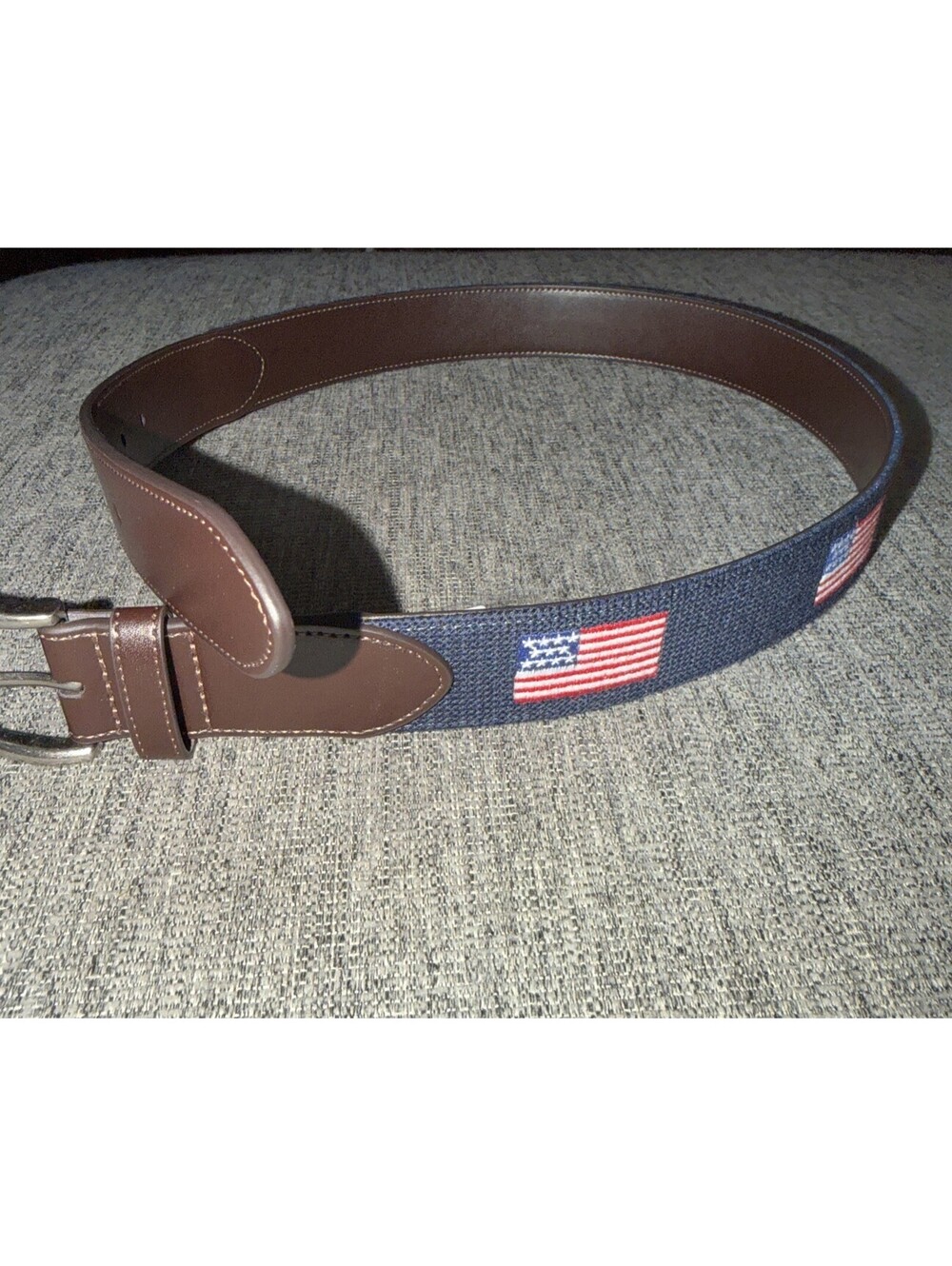 Original Penguin American Flag Needlepoint Golf Belt Mens Size 30 Navy Blue New